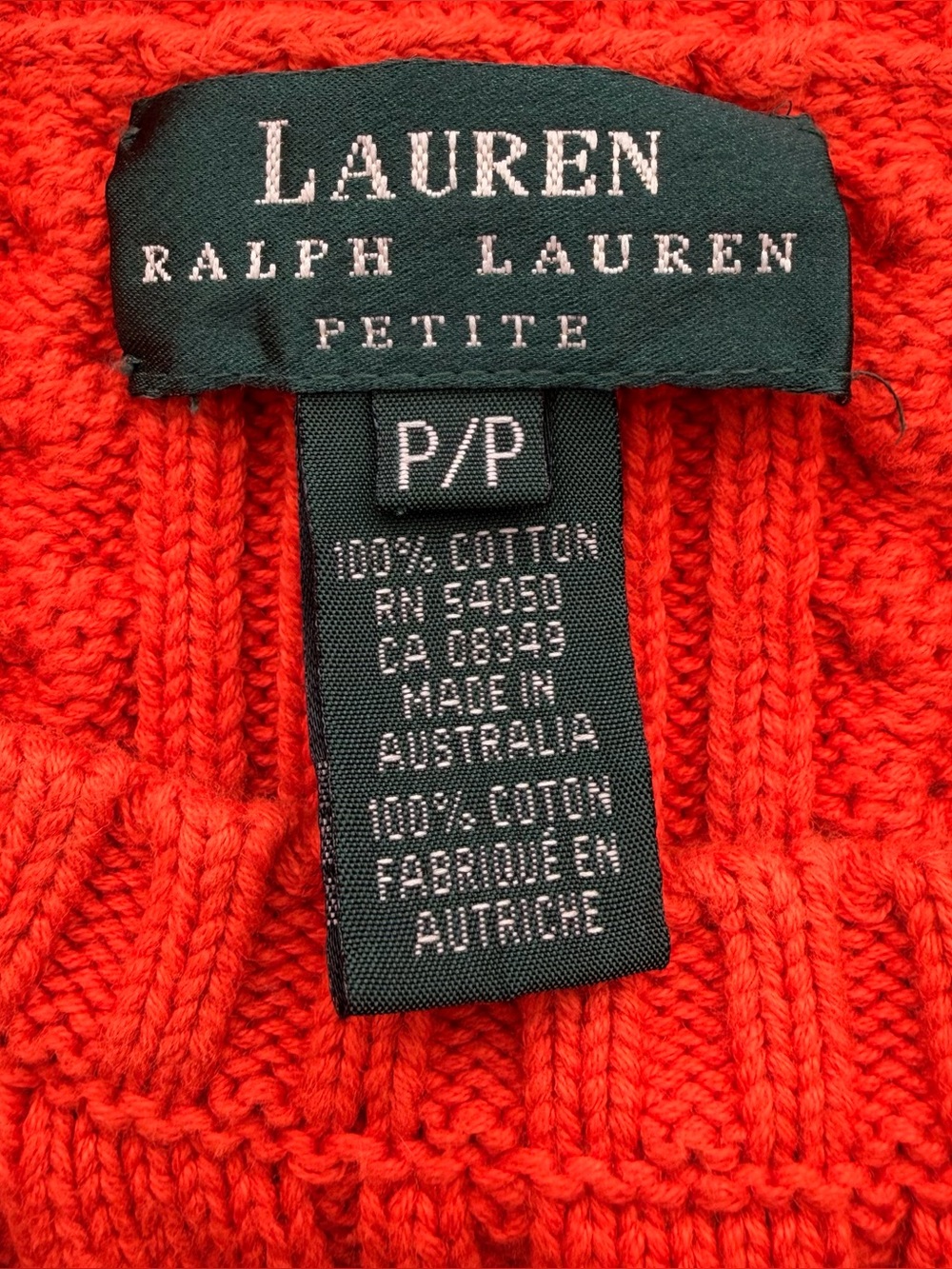 Lauren Ralph Lauren Vintage Orange Cable Knit Sweater - Picture 6 of 6